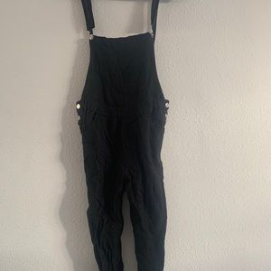 Black linen overalls